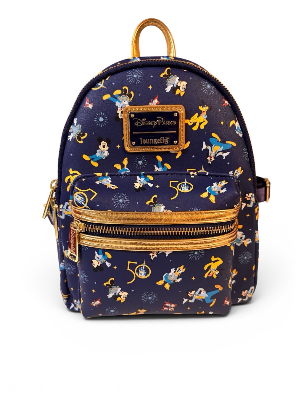 Disney Parks Loungefly 3 Zipper Pockets 50th Anniversary Mini Backpack